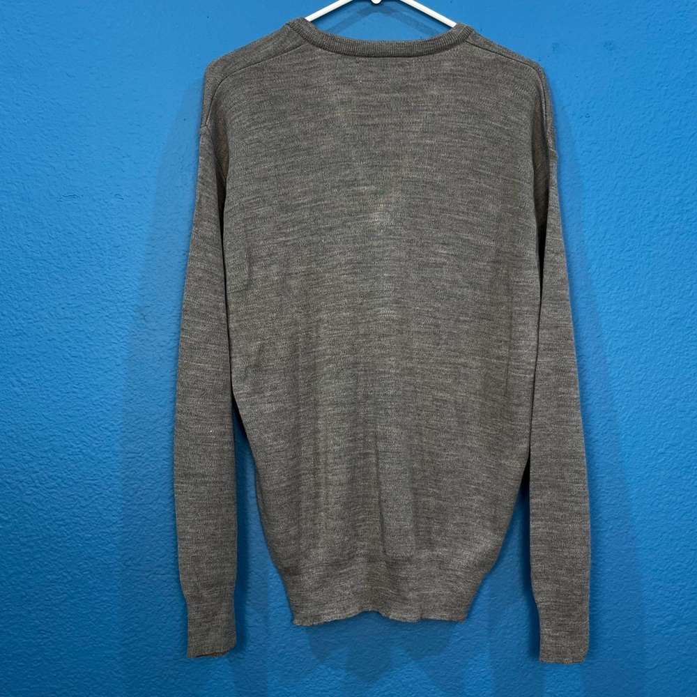 Vintage 80s Jantzen Acrylic Gray Pullover Sweater Men Large Pinhole Sleeve - Picture 2 of 16